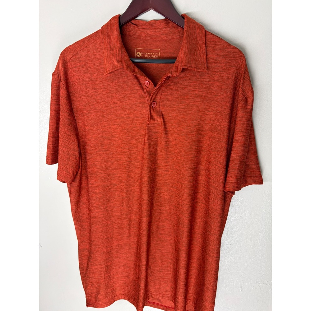 GH Bass Explorer Mens Large Polo Shirt Orange Space Dye Performance Short Sleeve